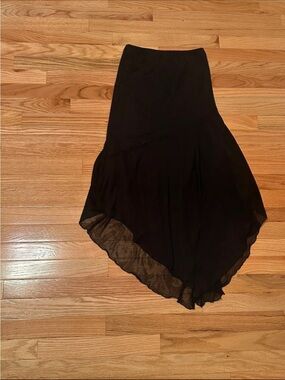 Asymmetrical Black Flowing Hem Skirt